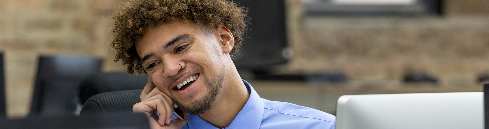 Business student on the phone